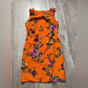 Orange Asymmetrical Sheath Dress for Wedding Guest floral summer